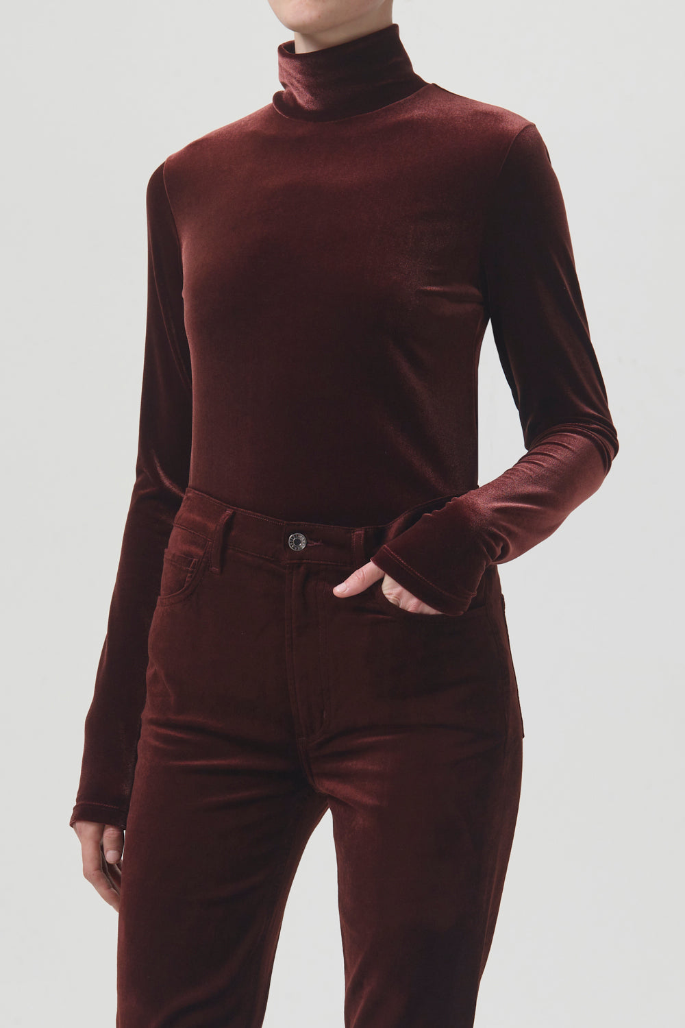 Burgundy velvet outlet turtleneck