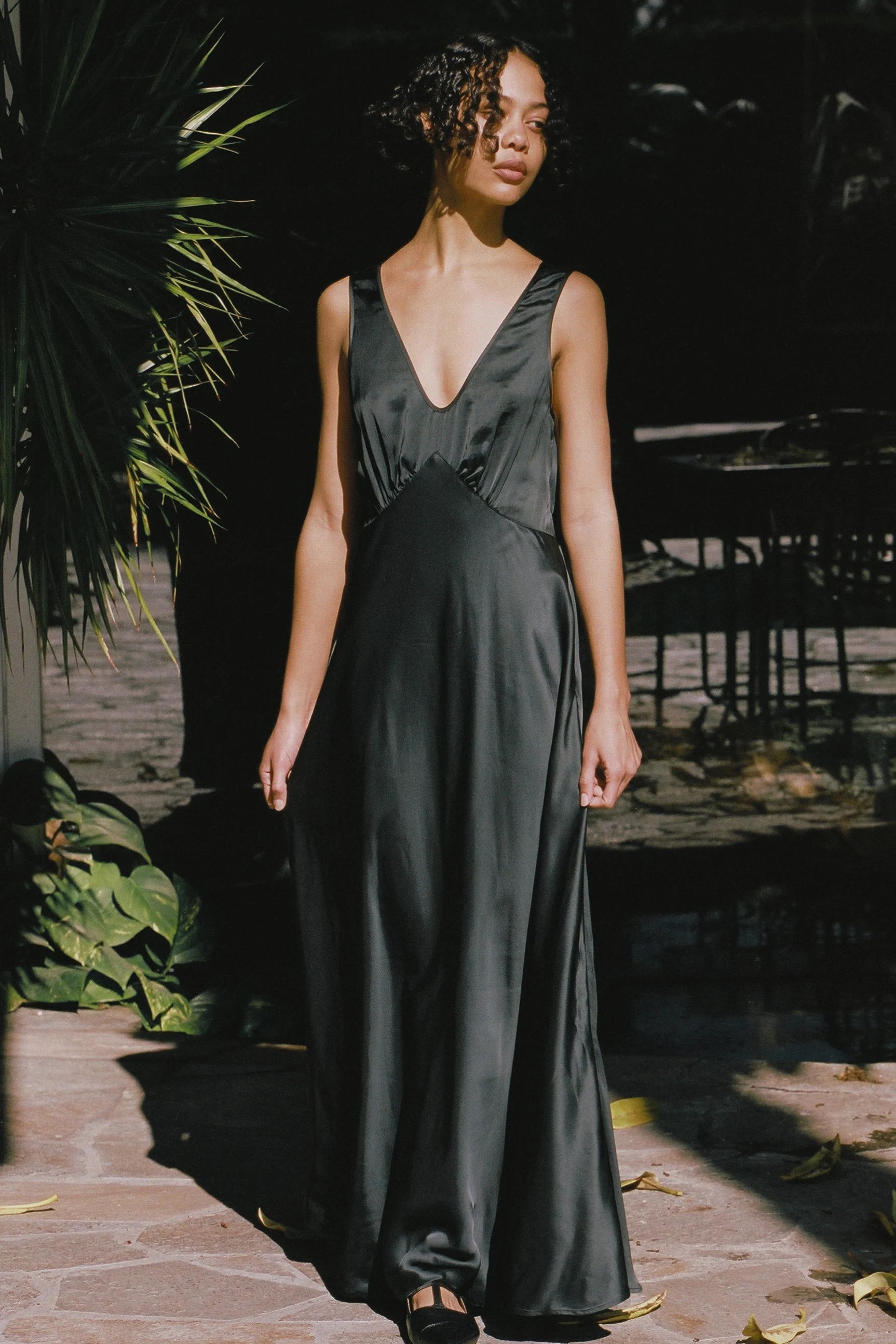 Reine Black Satin Maxi Dress Hill s Dry Goods