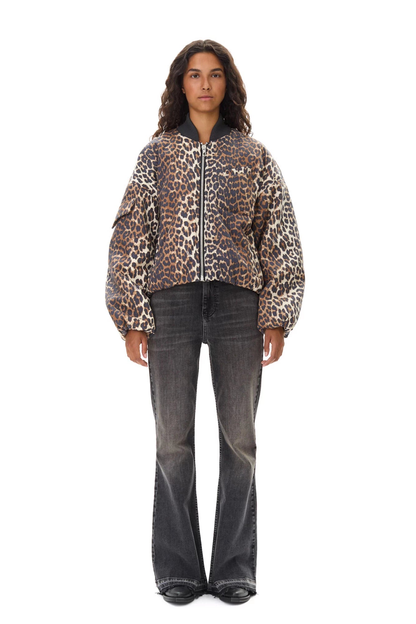 Ganni Leopard Bomber Jacket S M