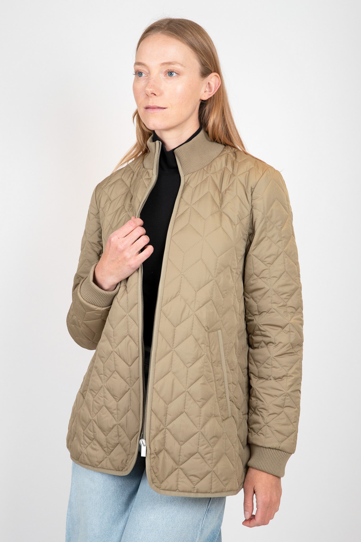 Khaki quilted shop jacket womens