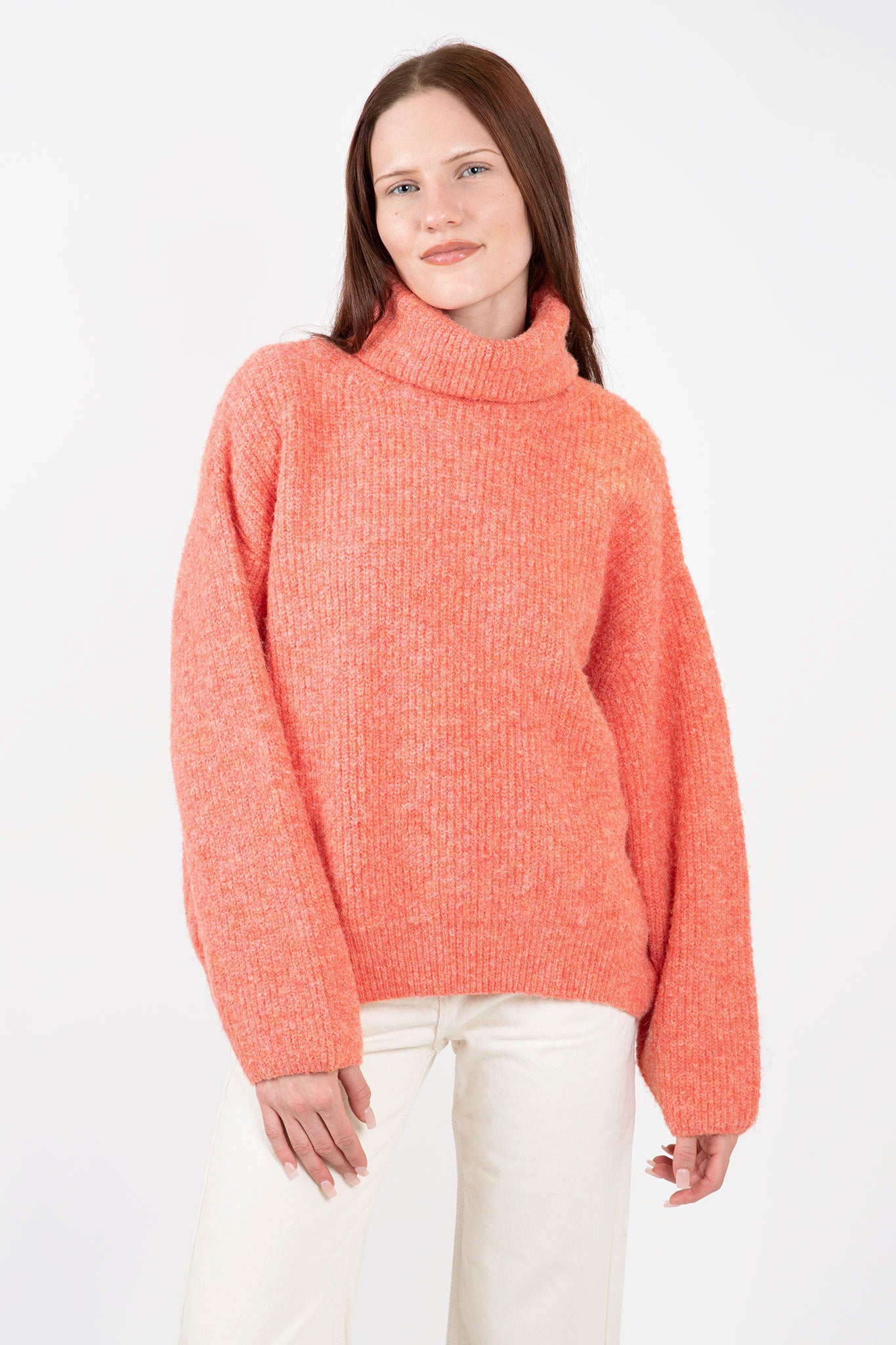 Coral turtleneck clearance sweater