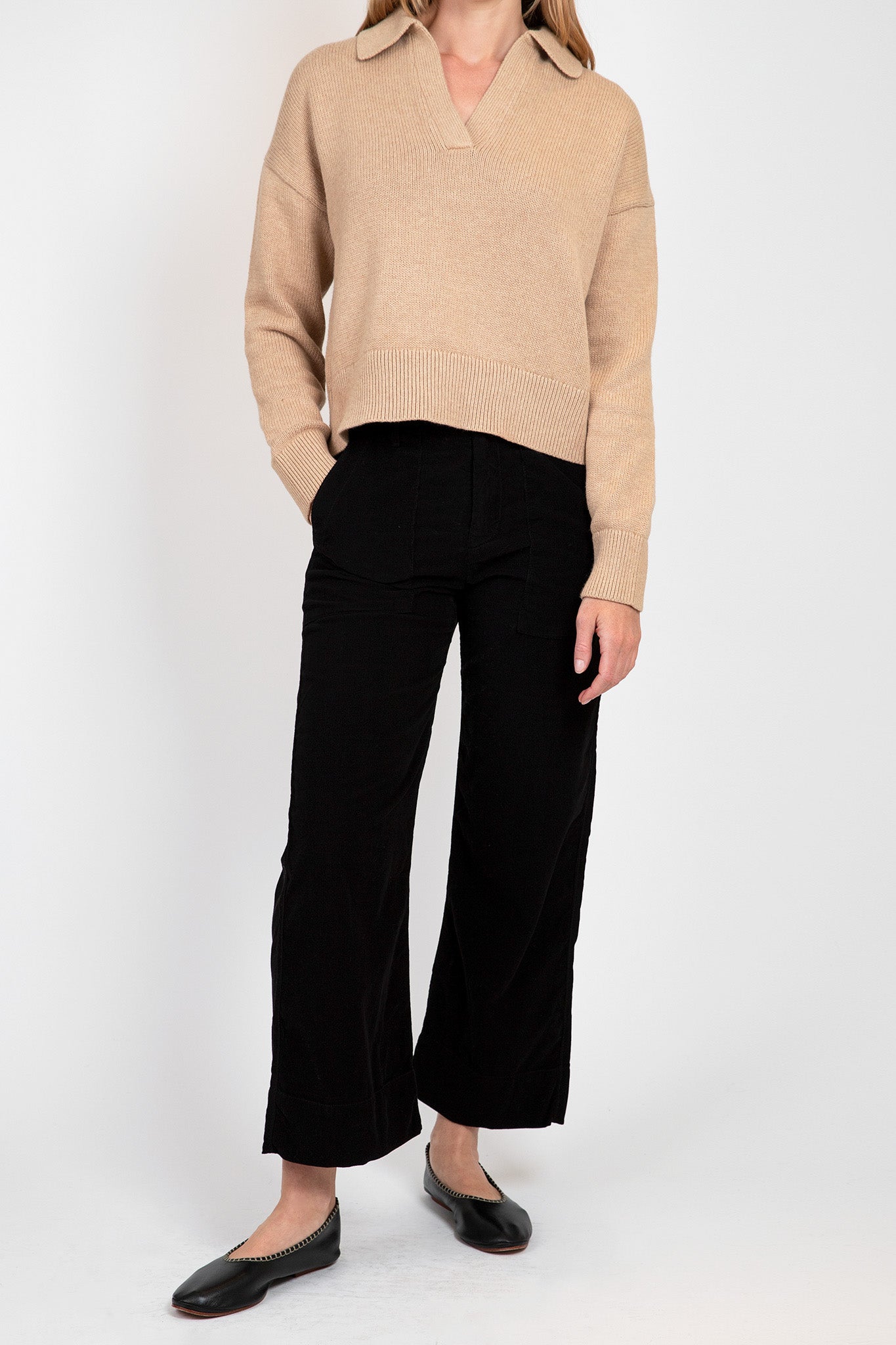 Corduroy cropped wide hot sale leg trousers