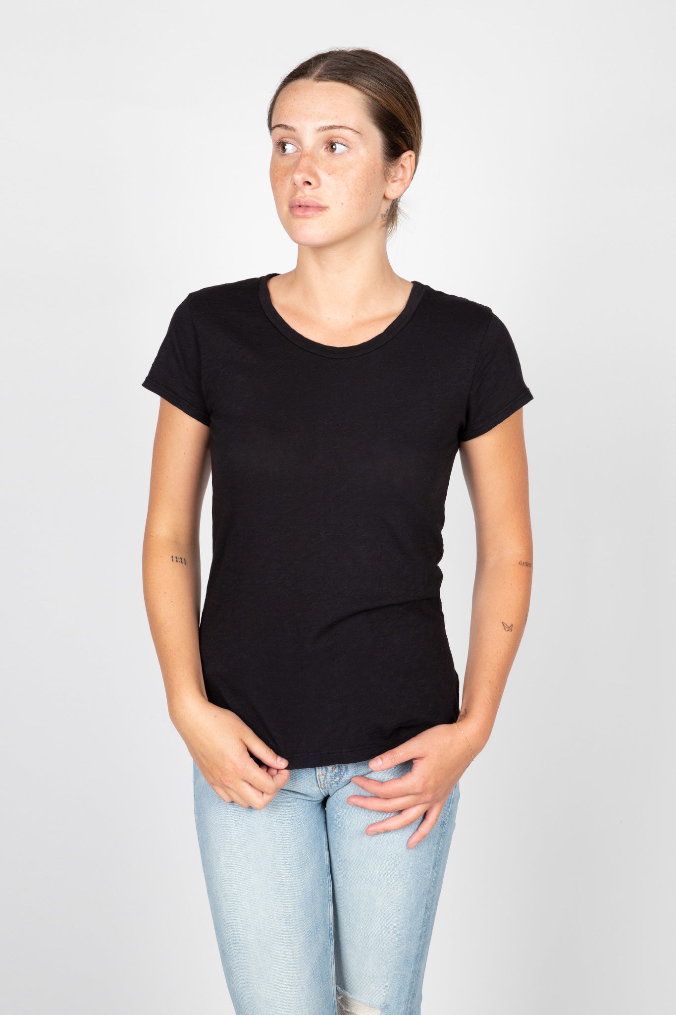 Classic Cotton V-Neck Tee - Black