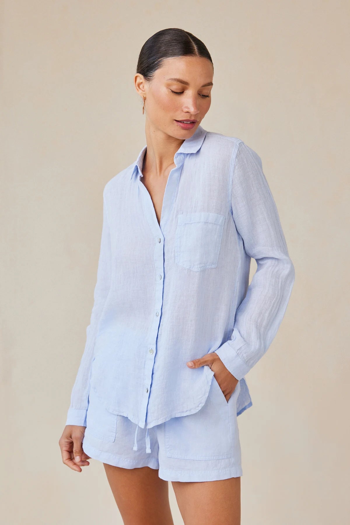 Linen Pocket Button Down Tops Bella Dahl