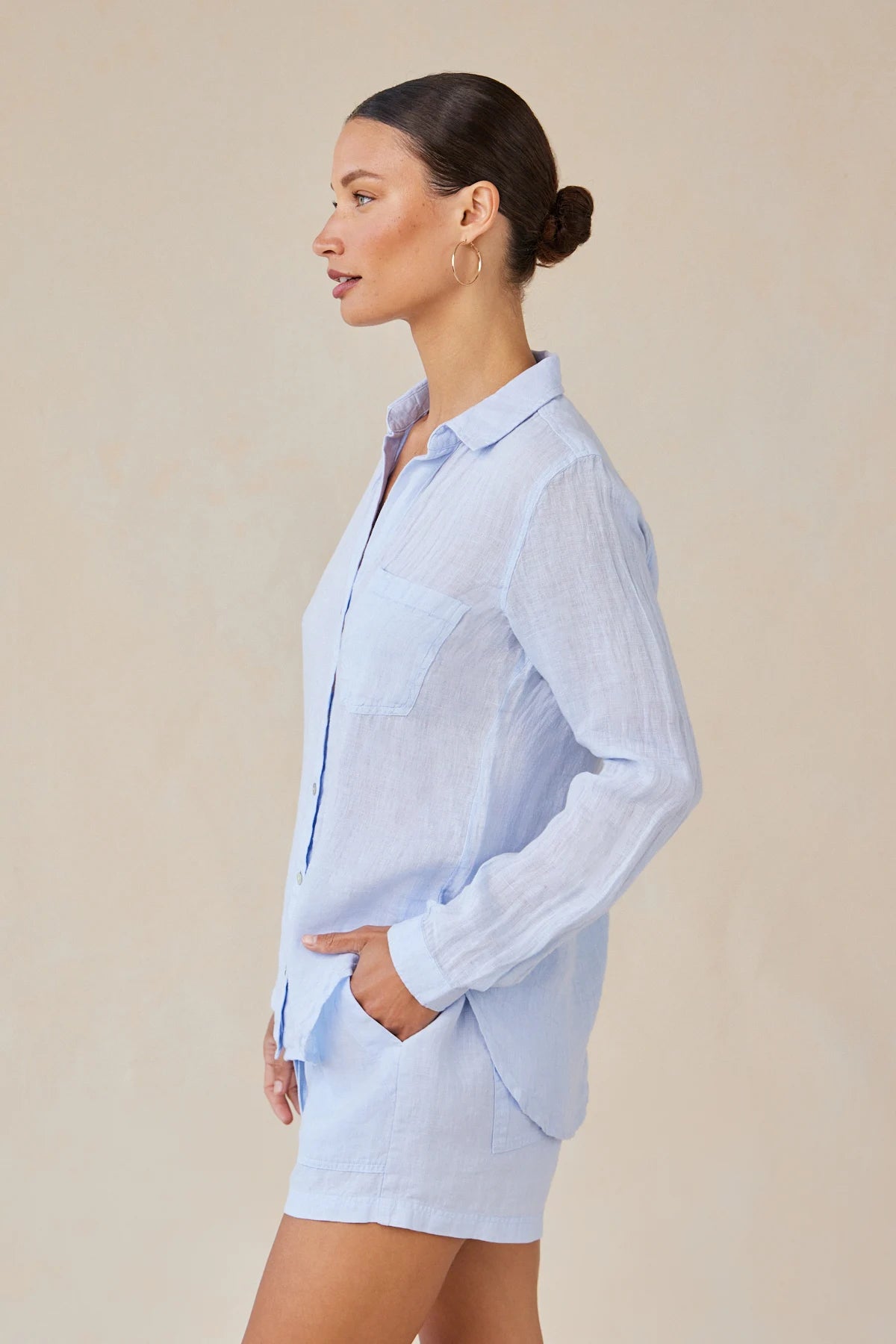 Linen Pocket Button Down Tops Bella Dahl