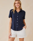 Short Sleeve Pocket Button Down Tops Bella Dahl