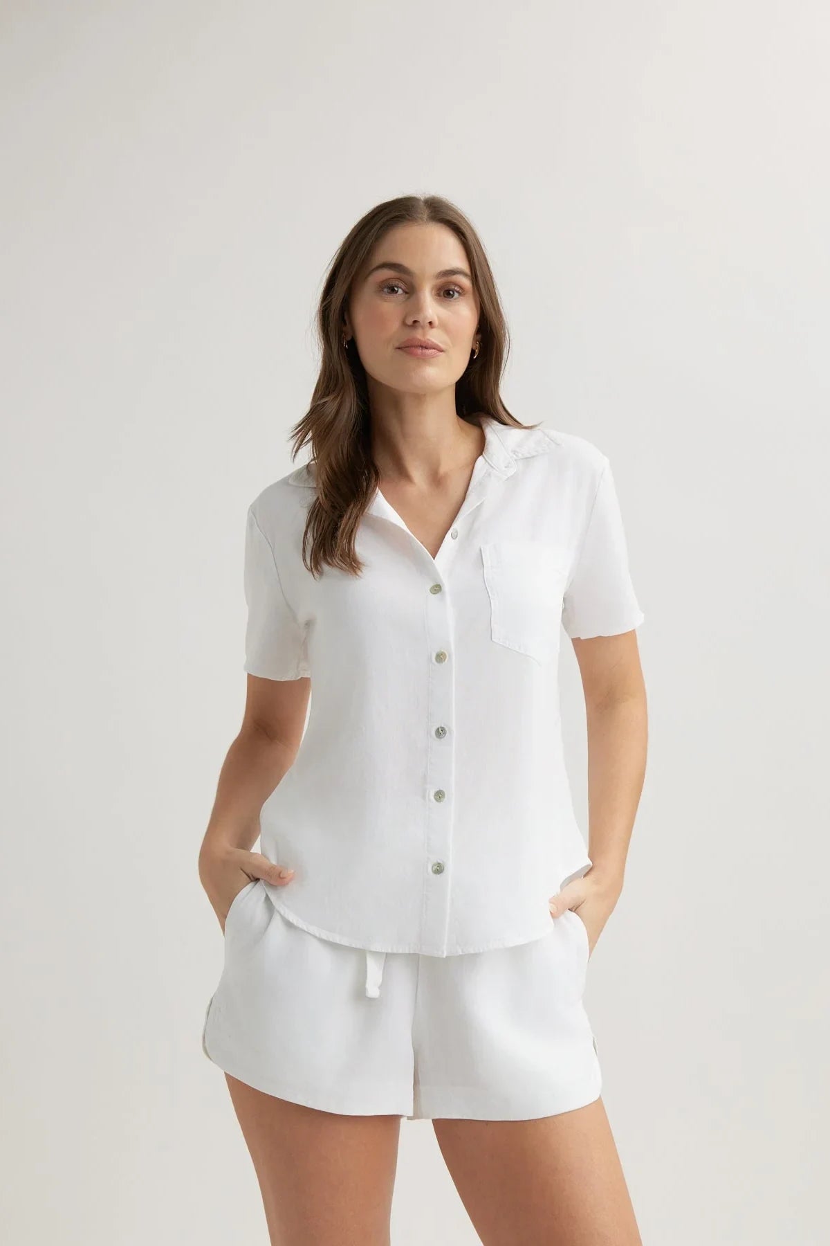 Short Sleeve Pocket Button Down Tops Bella Dahl