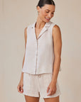 Sleeveless Notch Collar Button Down Tops Bella Dahl