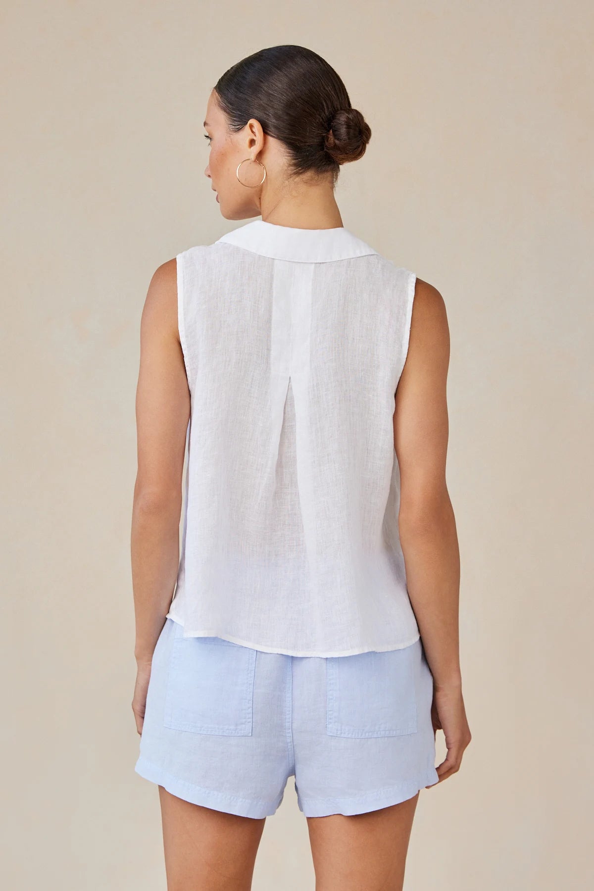 Sleeveless Notch Collar Button Down Tops Bella Dahl