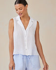 Sleeveless Notch Collar Button Down Tops Bella Dahl