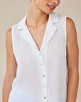 Sleeveless Notch Collar Button Down Tops Bella Dahl