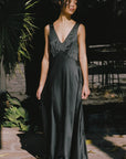 Reine Black Satin Maxi Dress Dresses Ciao Lucia   