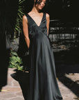 Reine Black Satin Maxi Dress Dresses Ciao Lucia   