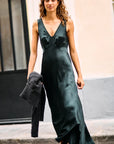 Reine Black Satin Maxi Dress Dresses Ciao Lucia   