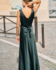 Reine Black Satin Maxi Dress Dresses Ciao Lucia   