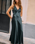 Reine Black Satin Maxi Dress Dresses Ciao Lucia   