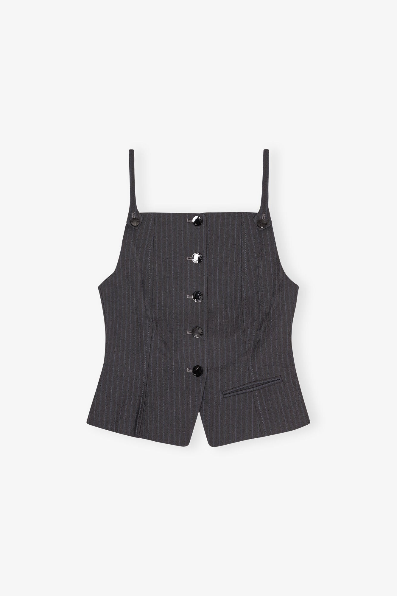 Dark Grey Stripe Suiting Vest Top Tops Ganni   