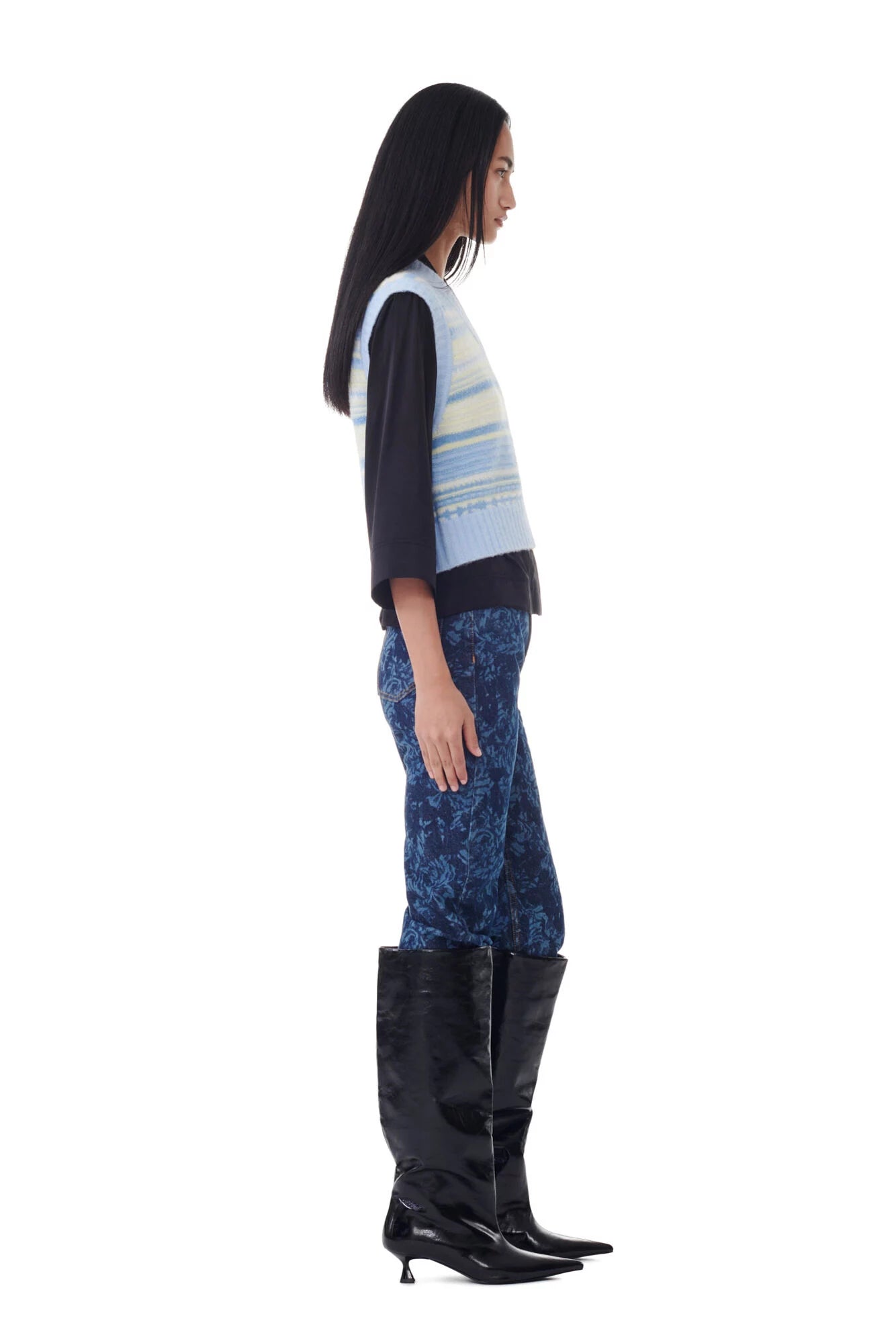 Blue Striped Soft Wool Vest Sweaters &amp; Knits Ganni   