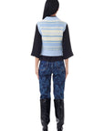 Blue Striped Soft Wool Vest Sweaters & Knits Ganni   
