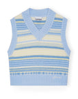Blue Striped Soft Wool Vest Sweaters & Knits Ganni   