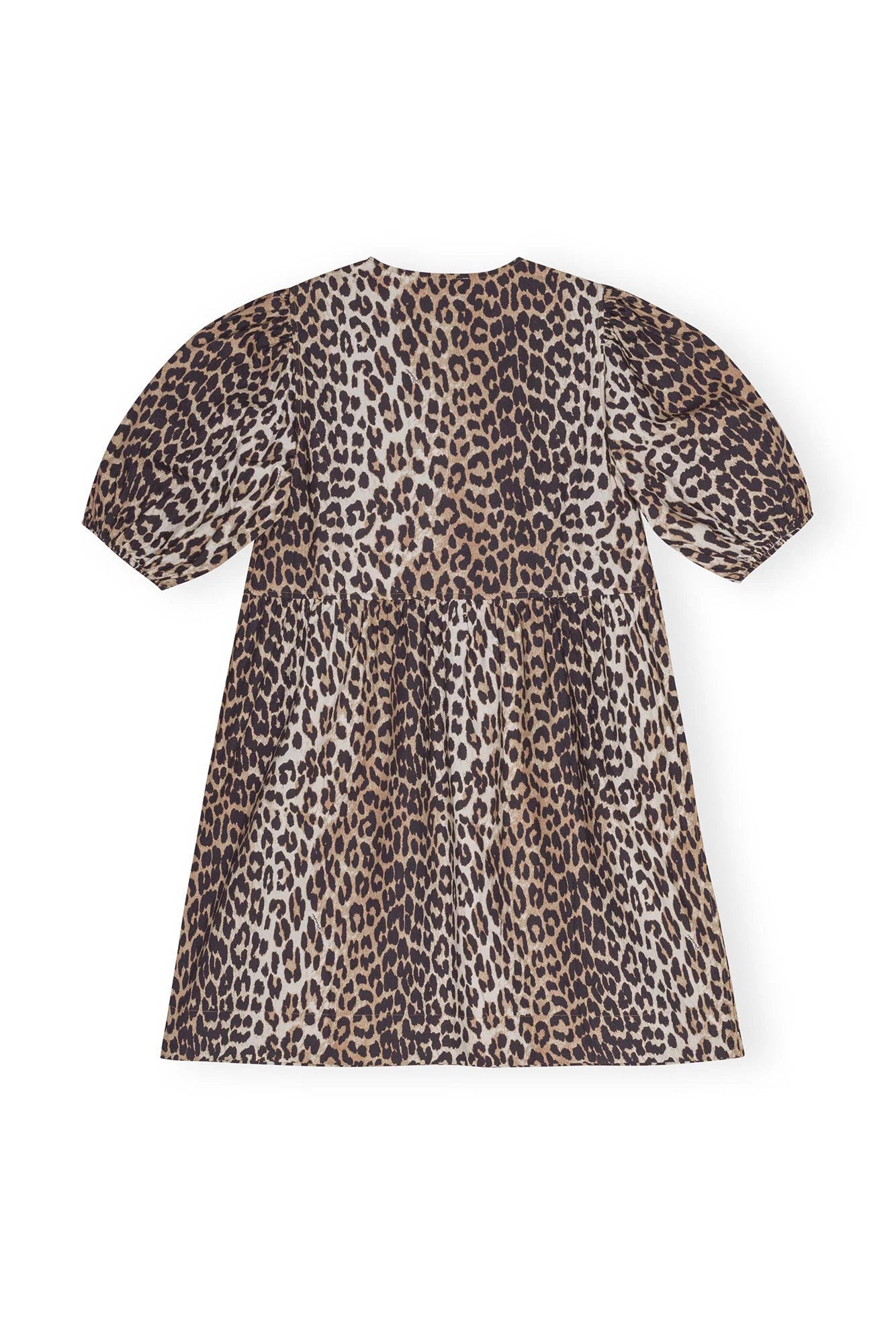 Leopard Printed Cotton Tie String Mini Dress  Dresses Ganni   