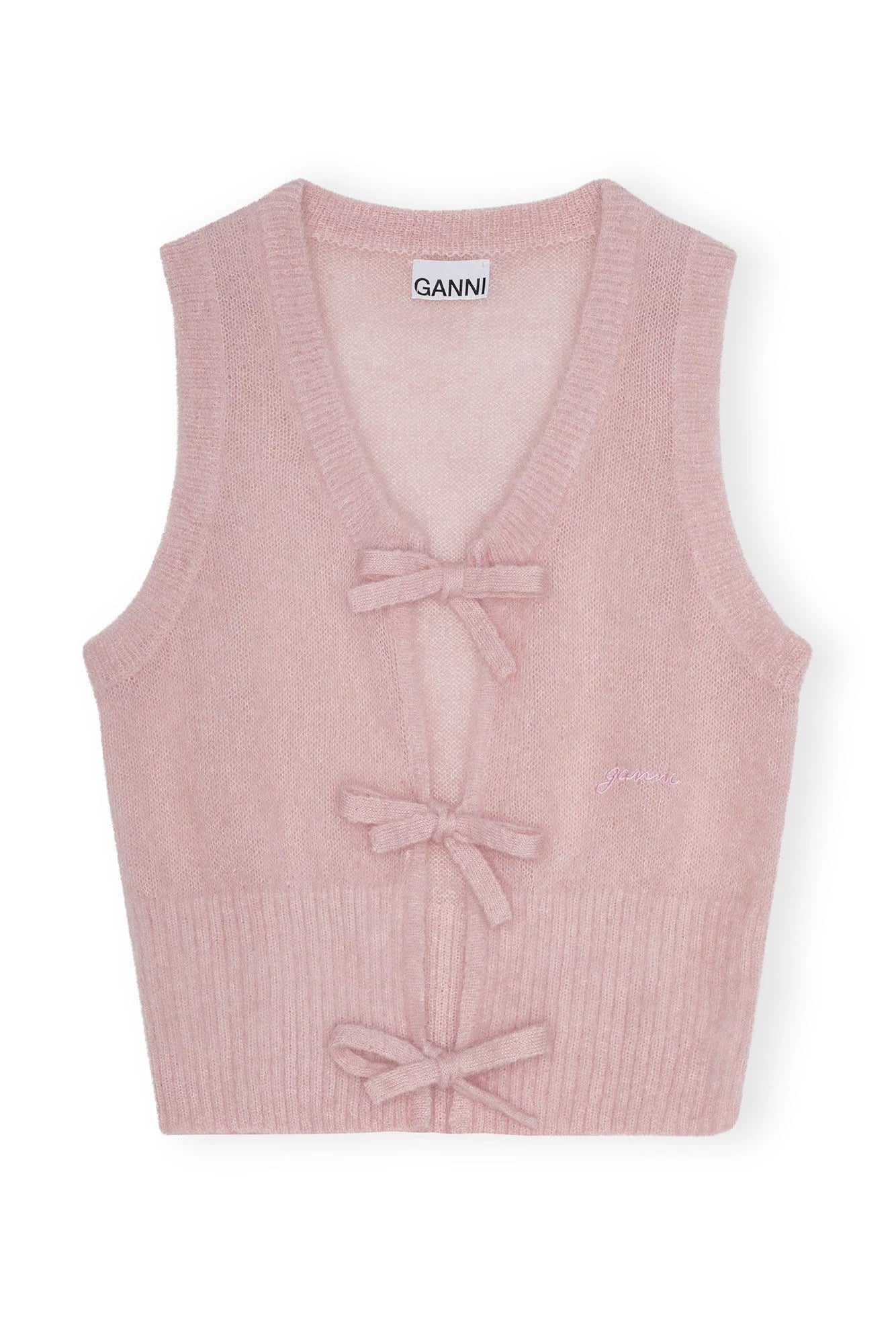 Pink Mohair Tie String Vest Sweaters &amp; Knits Ganni   