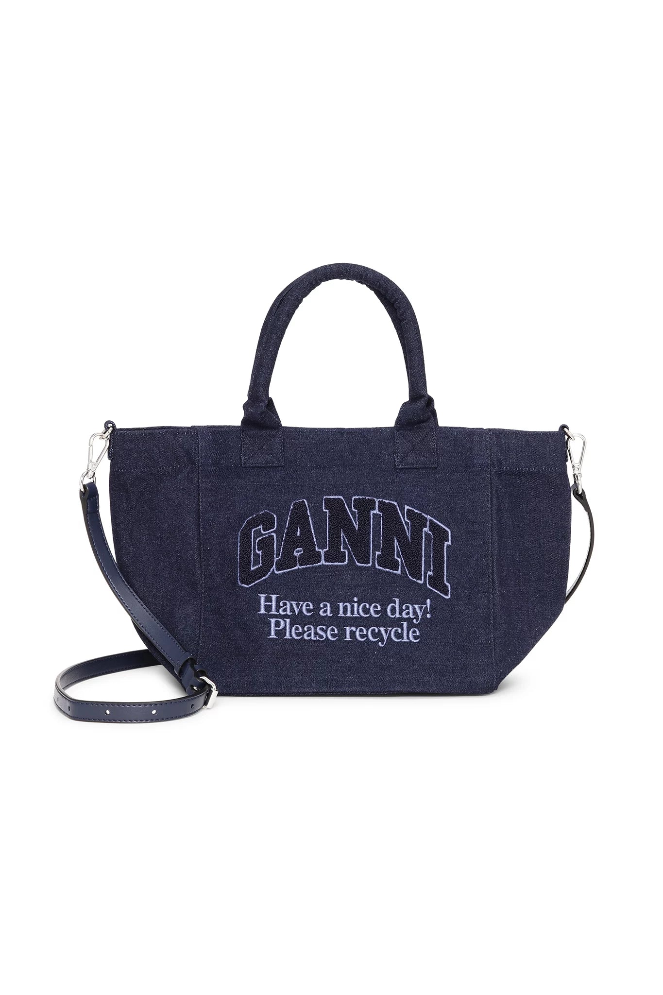 Small Easy Shopper Denim Accessories Ganni   