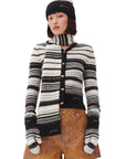 Striped Soft Wool Scarf Accessories Ganni   