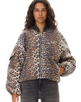 Printed Canvas Oversized Short Bomber Jacket Jackets & Coats Ganni   