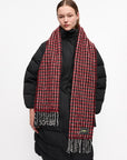 Red Check Fringed Scarf Accessories Ganni   