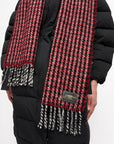 Red Check Fringed Scarf Accessories Ganni   