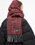 Red Check Fringed Scarf Accessories Ganni   