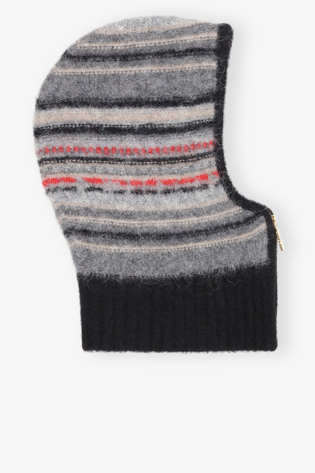 Grey Striped Soft Wool Balaclava Accessories Ganni   