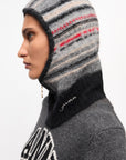 Grey Striped Soft Wool Balaclava Accessories Ganni   