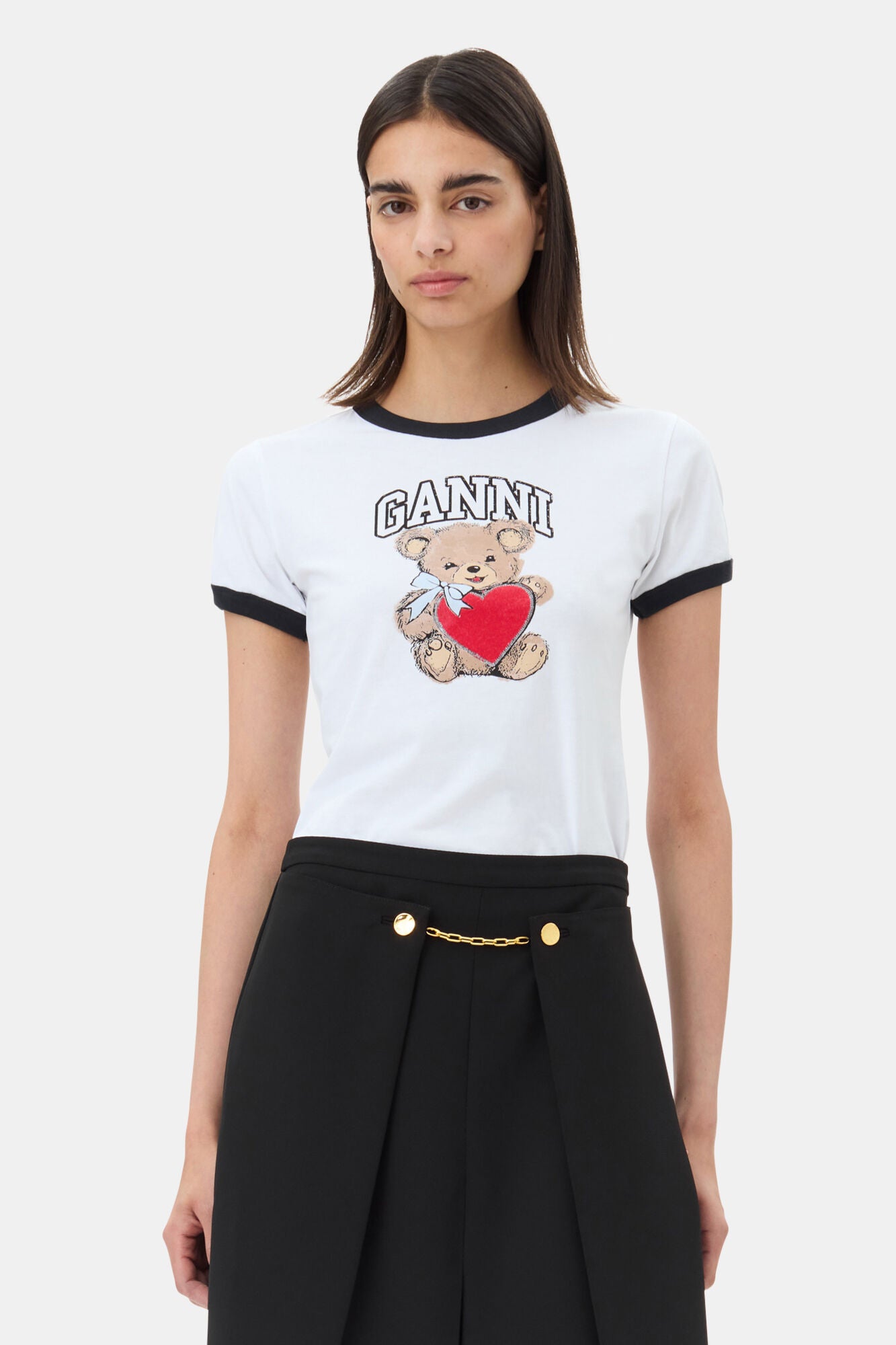 White Basic Jersey Bear T-shirt T-Shirts Ganni   