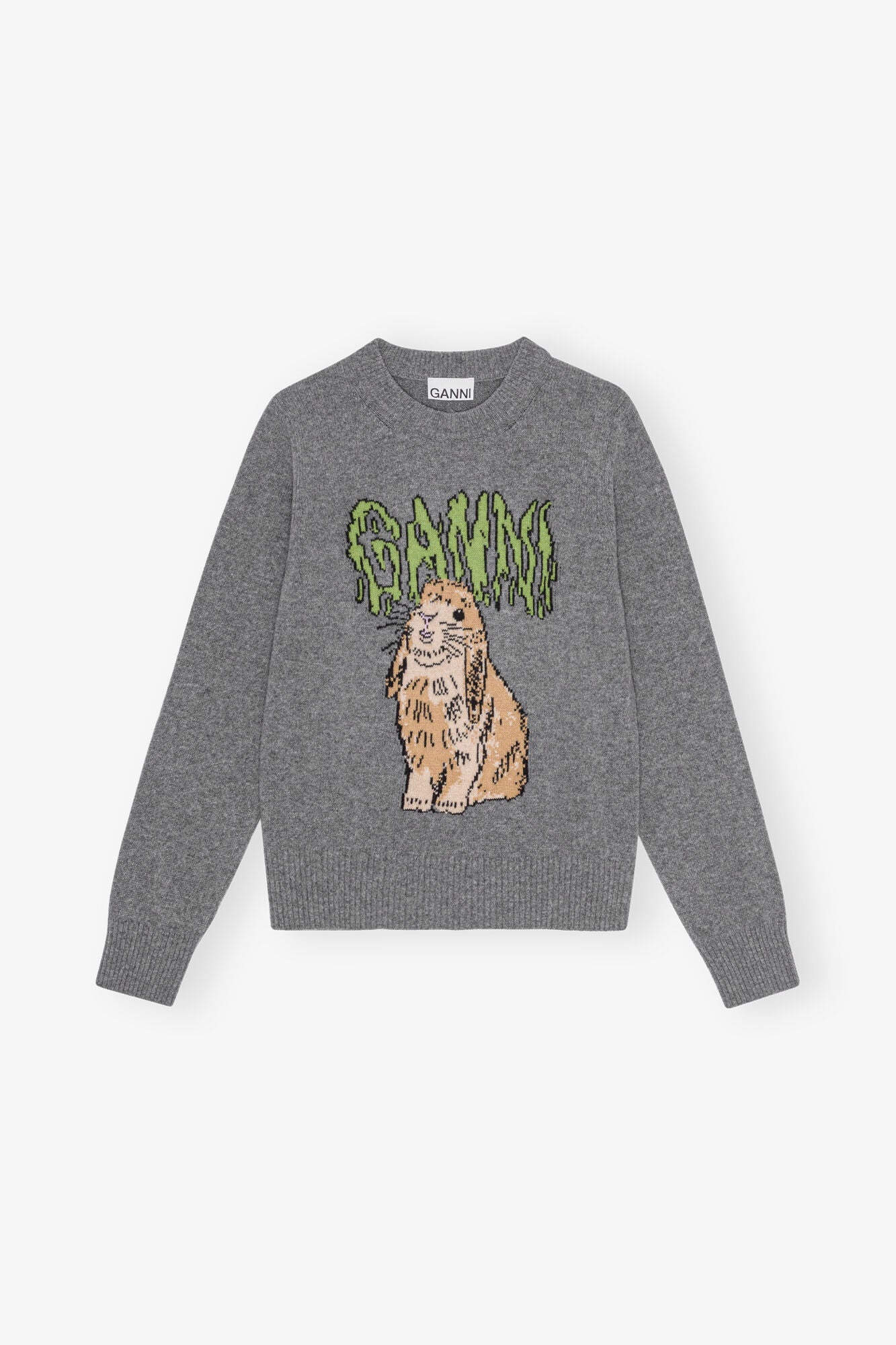 Grey Graphic Bunny Jumper Sweaters &amp; Knits Ganni   