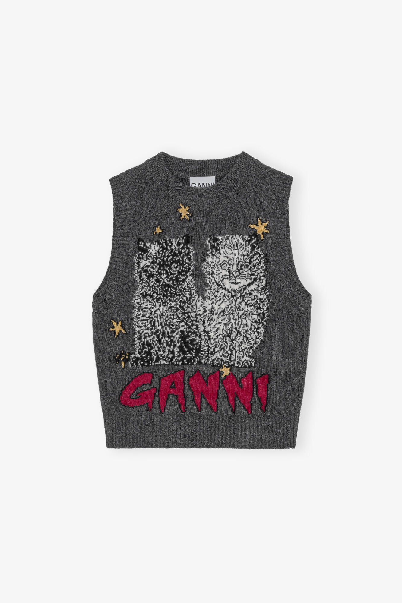 Grey Graphic Cats Vest Sweaters &amp; Knits Ganni   