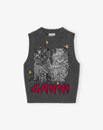 Grey Graphic Cats Vest Sweaters & Knits Ganni   