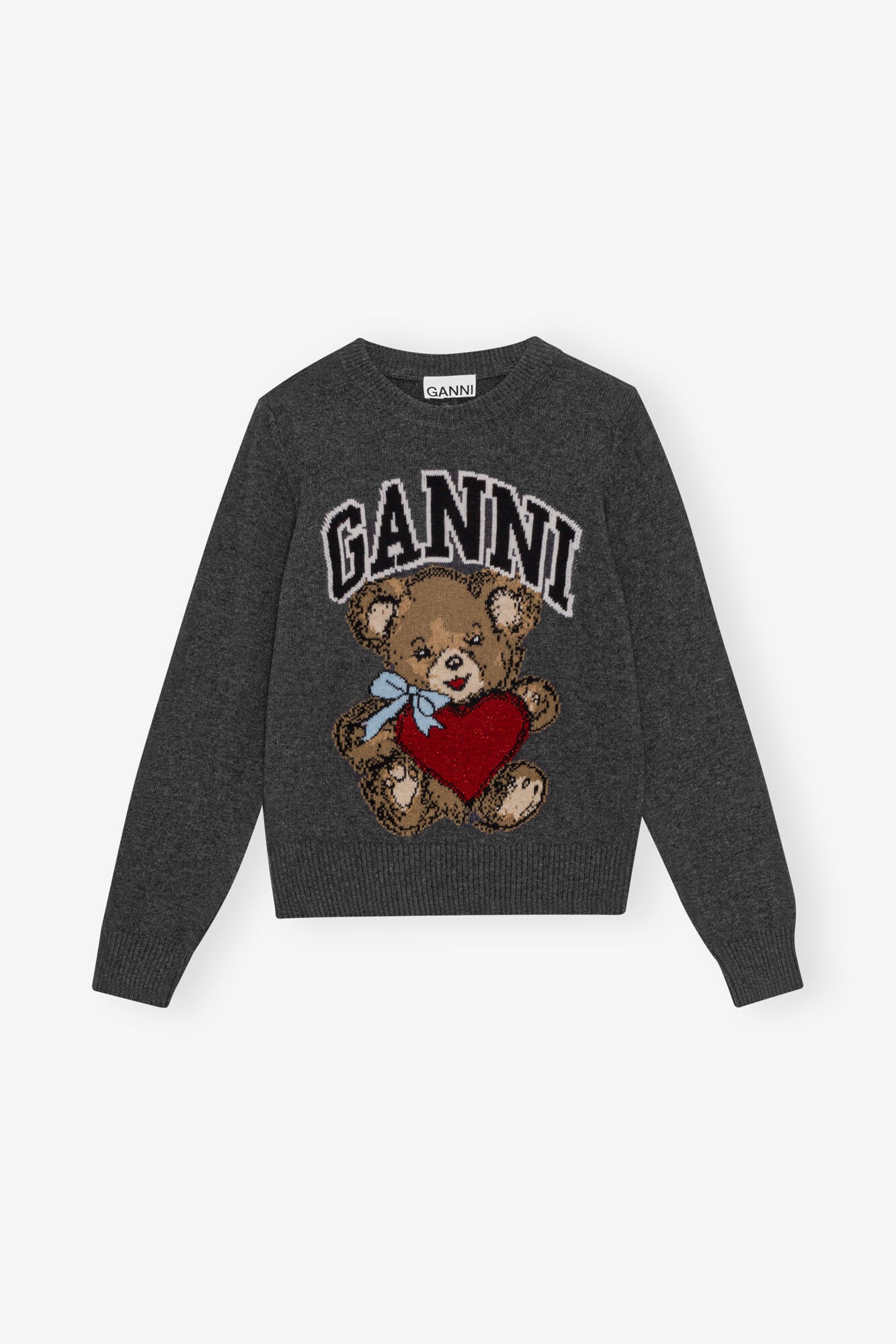 Dark Grey Graphic Bear Jumper Sweaters &amp; Knits Ganni   