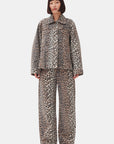 Leopard Printed Denim Jacket Jackets & Coats Ganni   