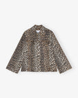 Leopard Printed Denim Jacket Jackets & Coats Ganni   