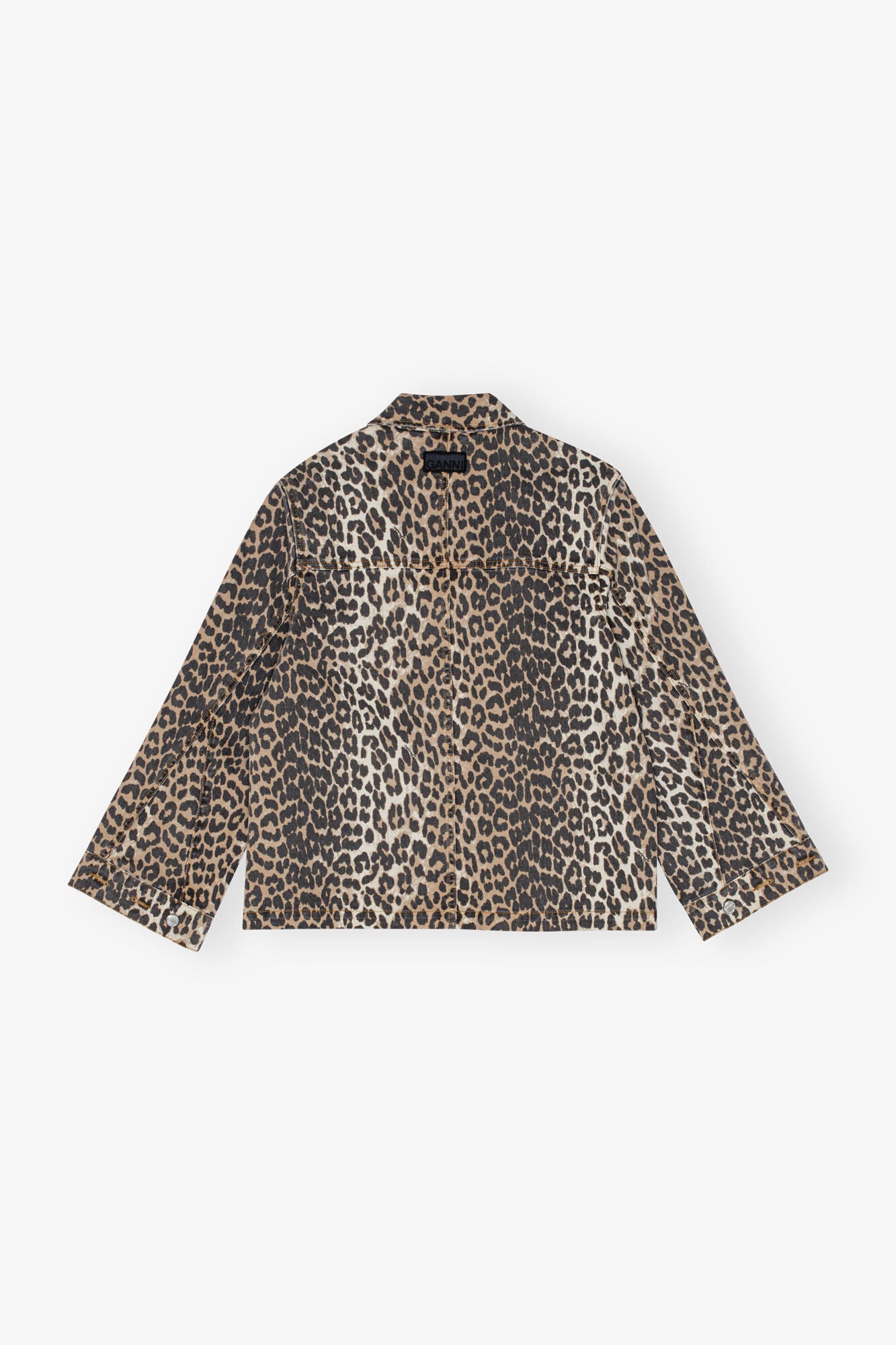 Leopard Printed Denim Jacket Jackets &amp; Coats Ganni   