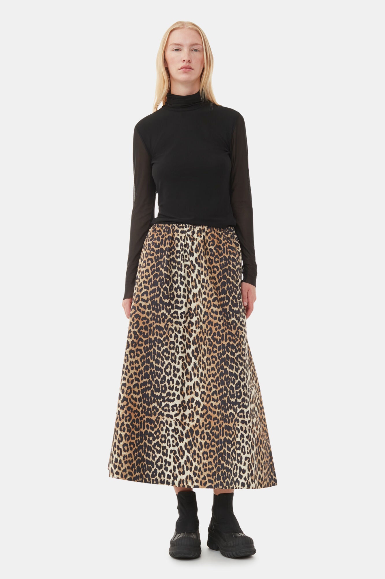 Leopard Printed Elasticated Maxi Skirt Skirts Ganni   