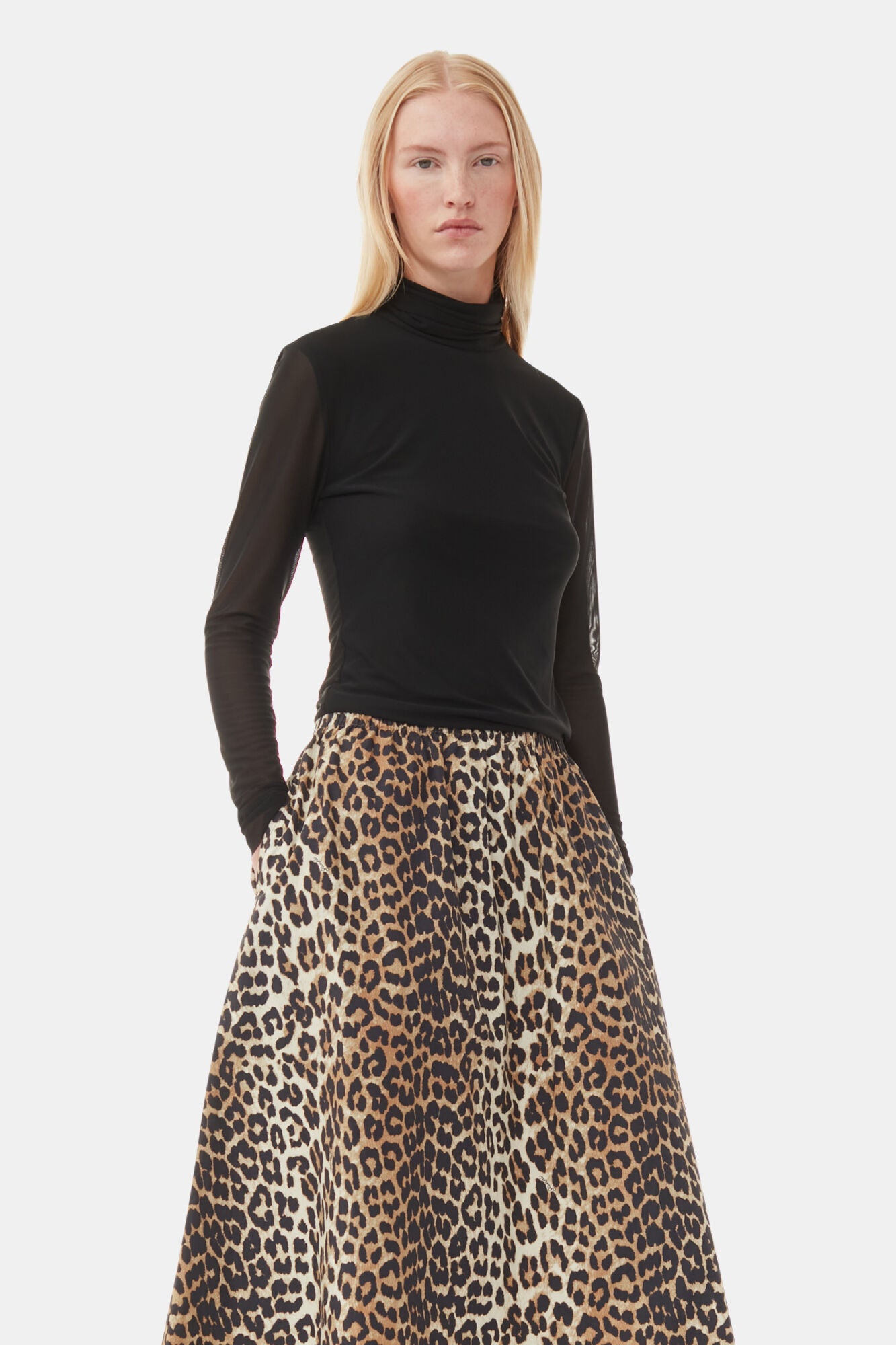 Leopard Printed Elasticated Maxi Skirt Skirts Ganni   