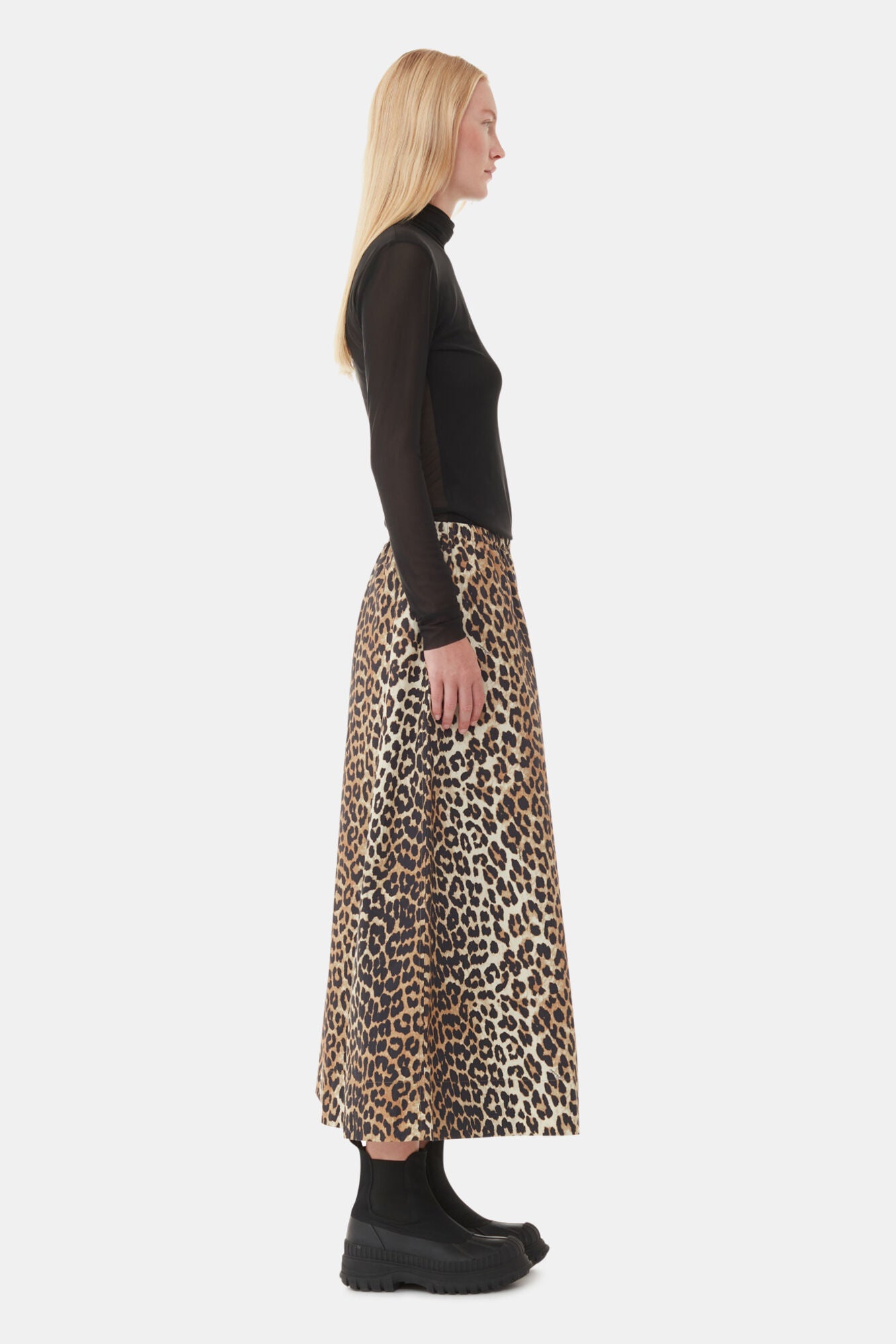 Leopard Printed Elasticated Maxi Skirt Skirts Ganni   