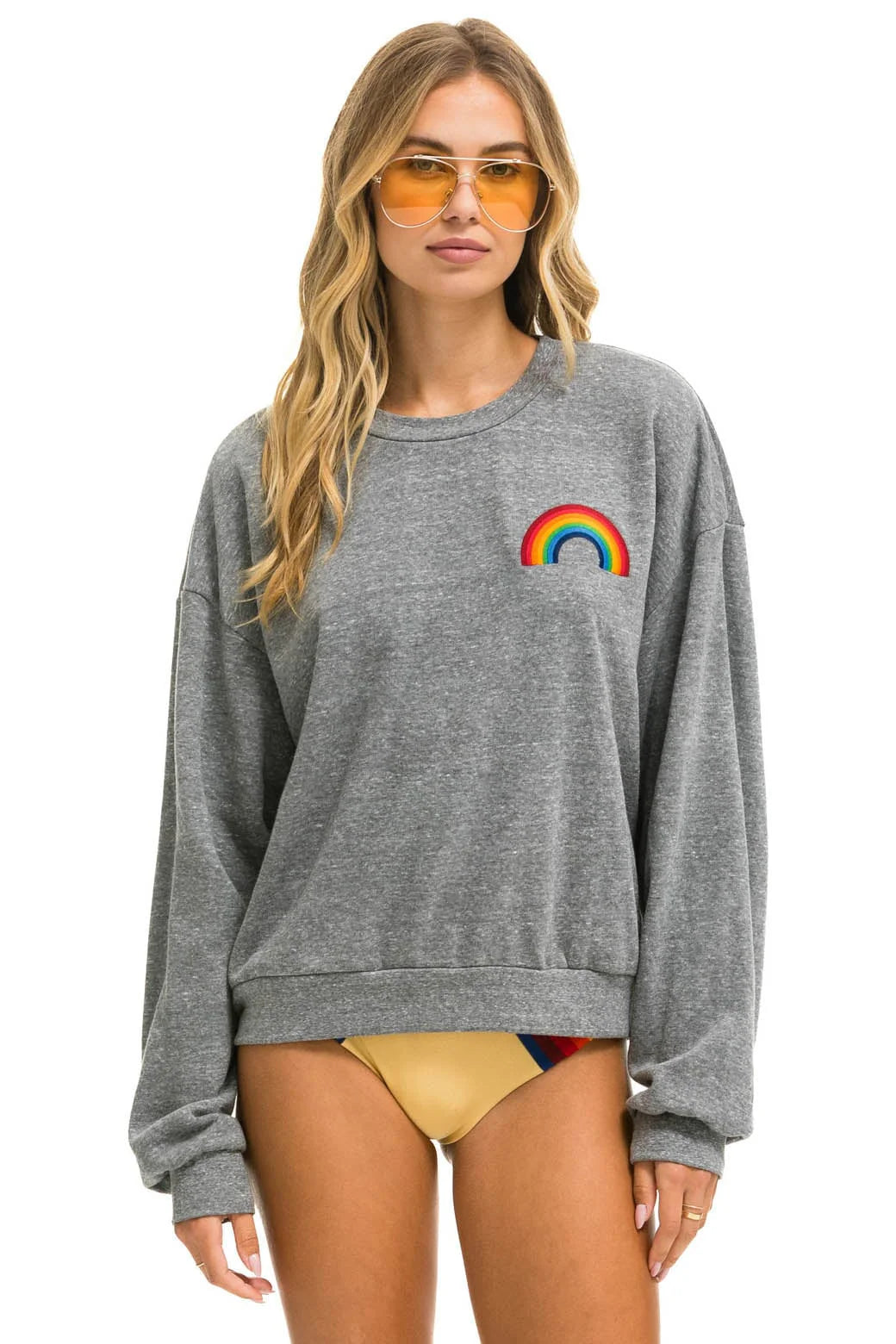 Rainbow Embroidery Relaxed Crew Sweatshirt Sweaters & Knits Aviator Nation