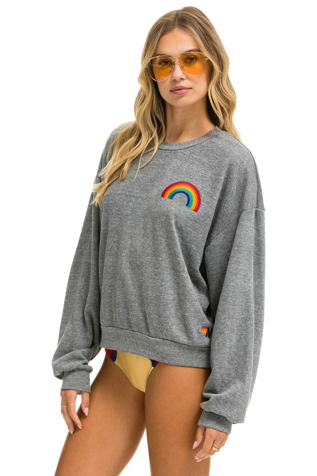 Rainbow Embroidery Relaxed Crew Sweatshirt Sweaters & Knits Aviator Nation