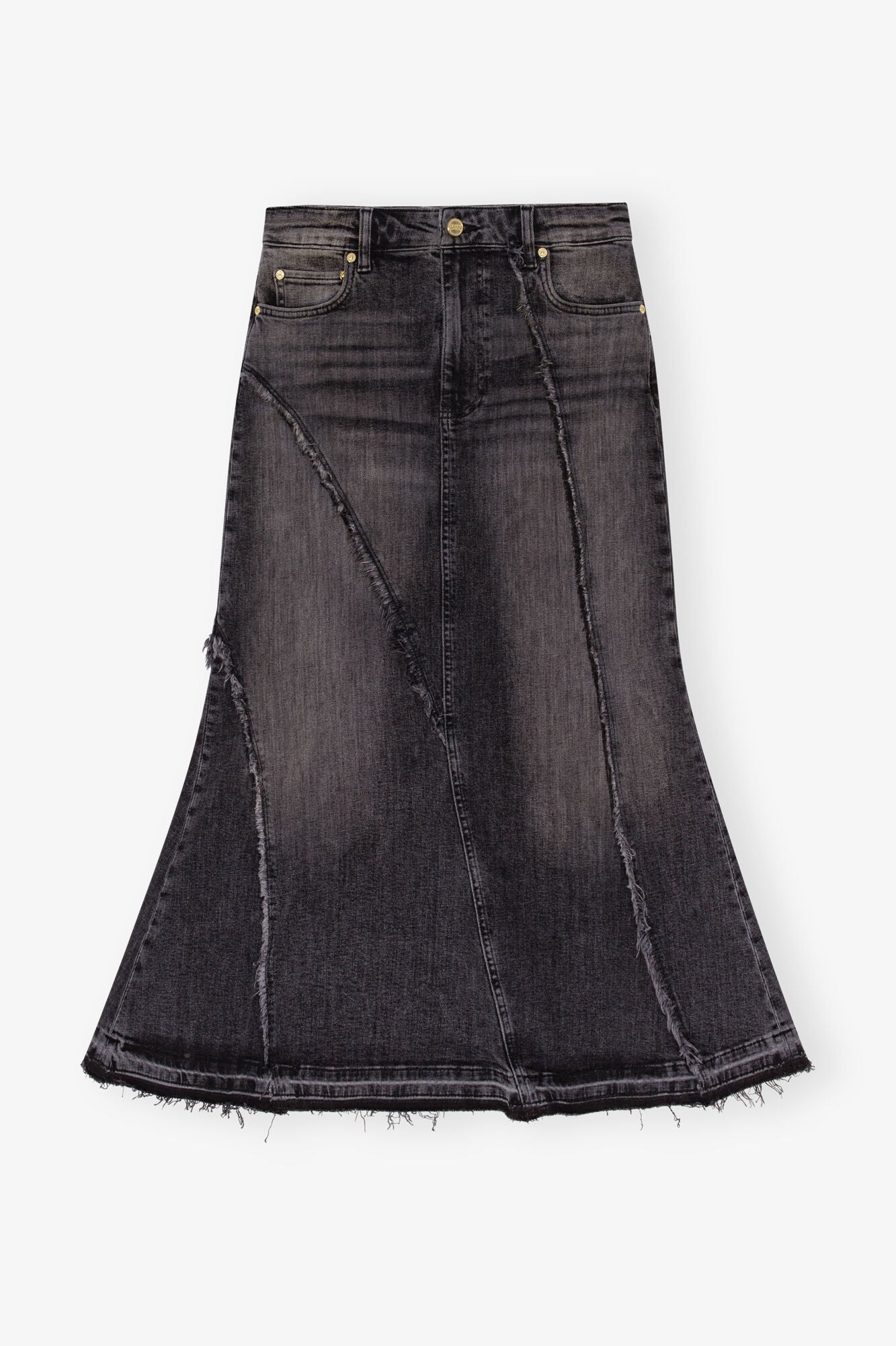 Washed Black Denim Skirt Skirts Ganni   