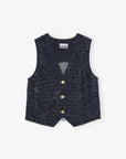 Dark Blue Fluffy Denim Vest Sweaters & Knits Ganni   