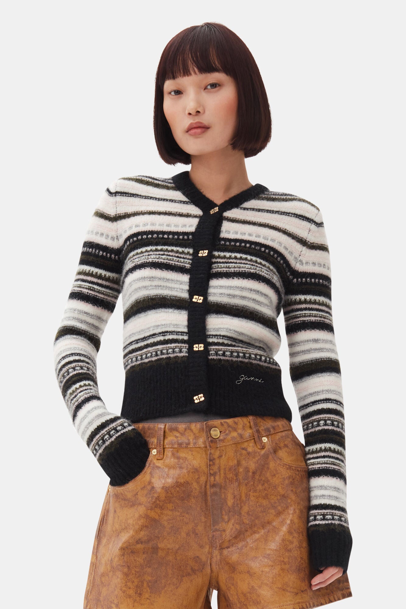 Black Stripe Cardigan Sweaters & Knits Ganni   